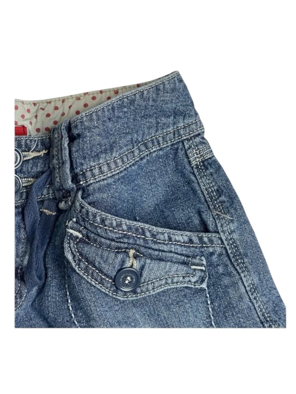 Y2K: Union Bay ★ Girl’s Cargo Pocket Tie Denim Shorts ★ Medium Blue ★ 10 23 XXS